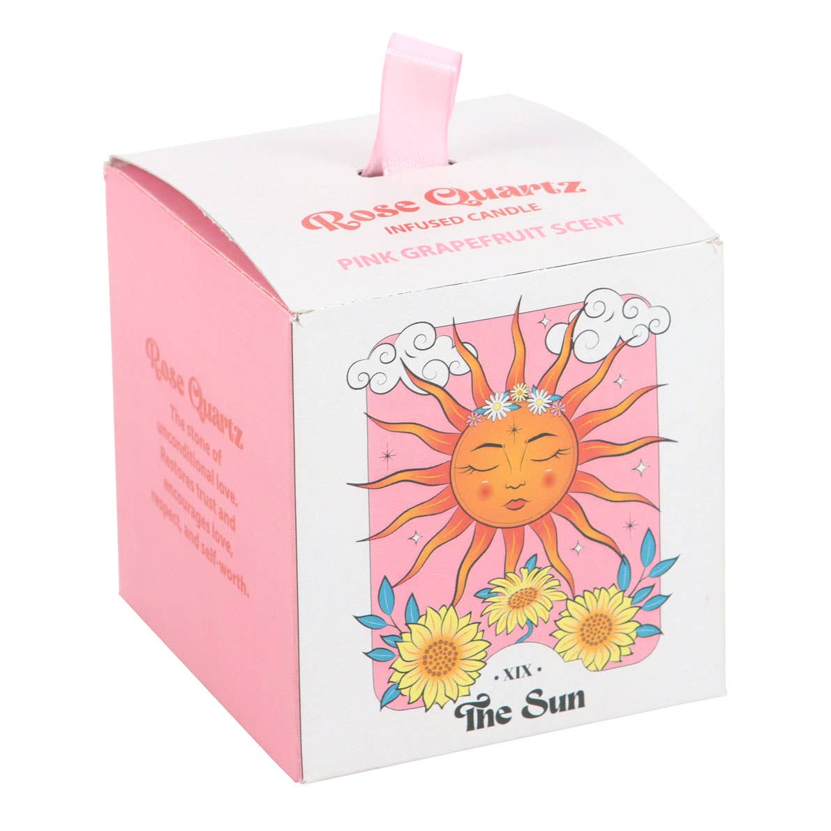Something Different Wholesale – Vela em jarro/copo por atacado – Vela de Cristais de Quartzo Rosa Inspirada no Tarot 'The Sun'4