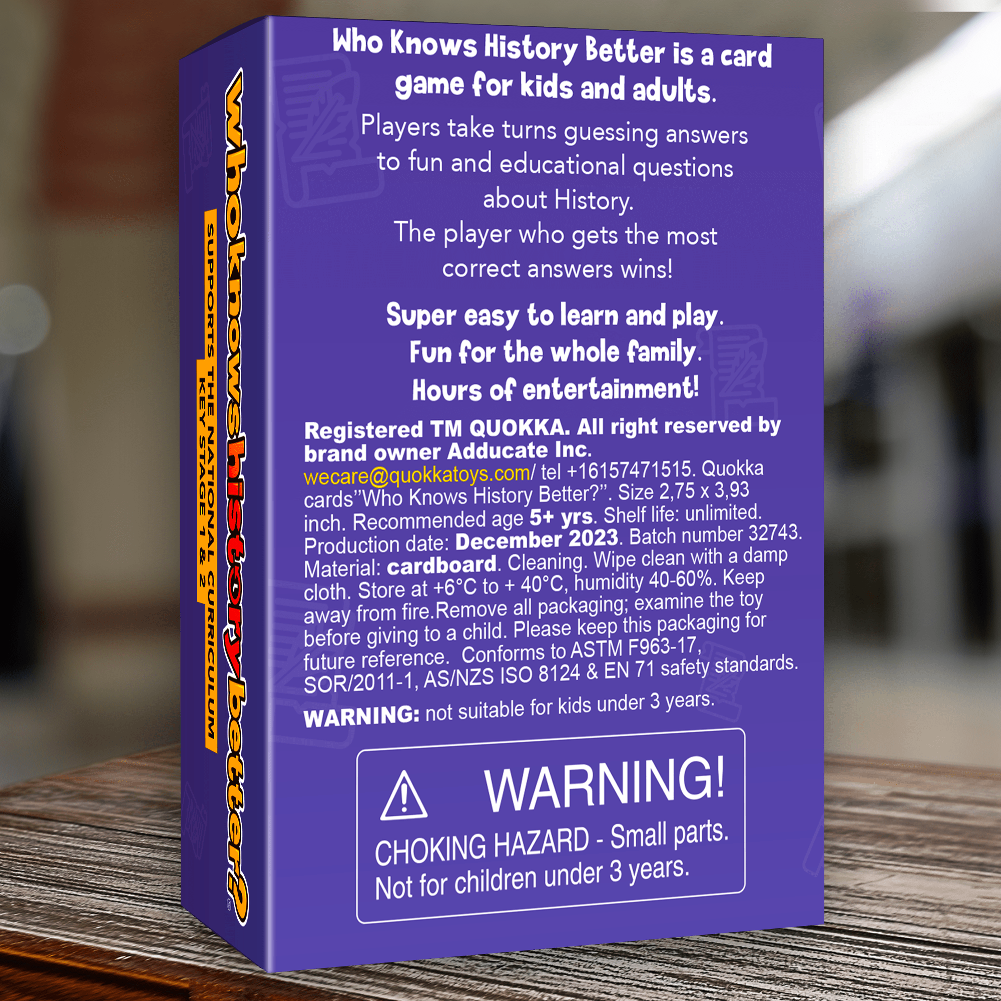 QUOKKA - Wholesale Education - Who Knows History Better Kids & Family Card Quiz Game QUOKKA6