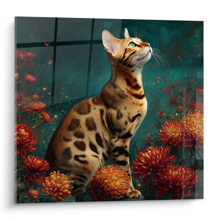 Bengalische Katzentafel mit Chrysanthemen - Himmlischer Blick - Bengalische Katzenedition für den Großhandel von Walensky