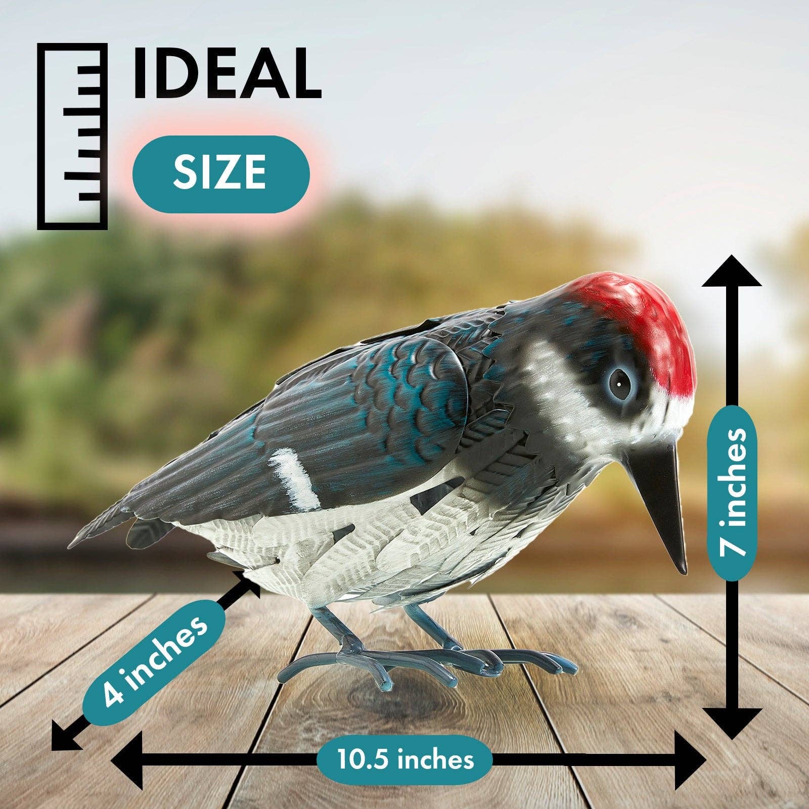 The Wine Savant /  Khen Glassware - Wholesale Sculpture - Metal Woodpecker Bird Figurine 7" Lawn Decor 2