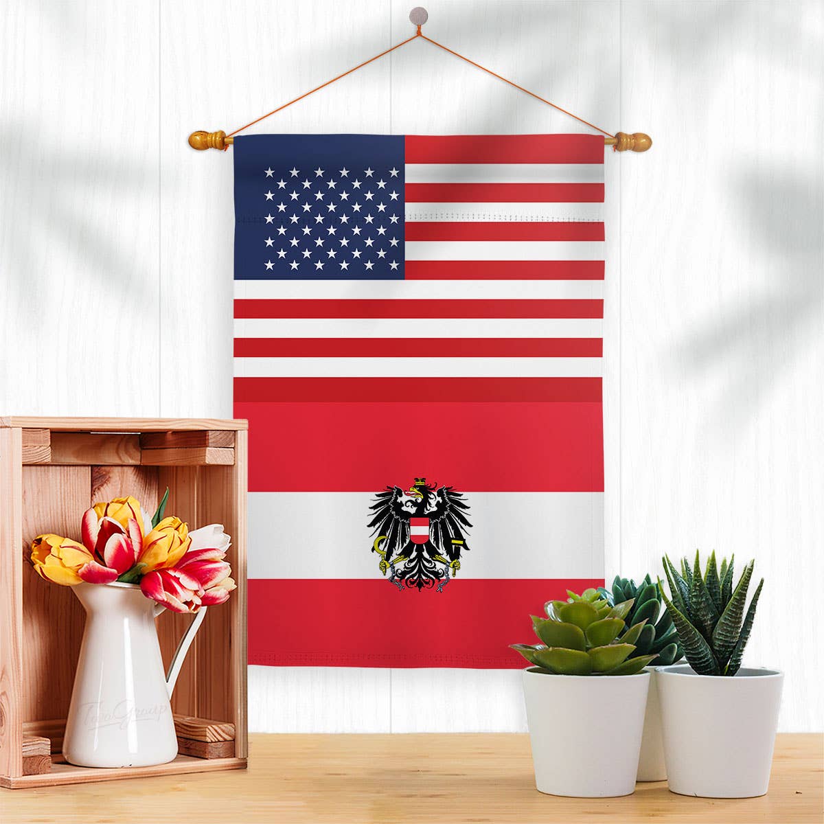Two Group Flag Co - Vente Drapeaux - Autriche avec Eagle US Friendship Regional Nationality drapeau des États-Unis2