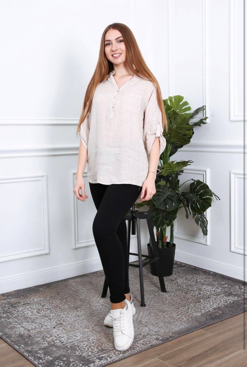 LÉA & LUC - Wholesale Button Down Shirt - Women's - 100% Linen Blouse REF. 636788