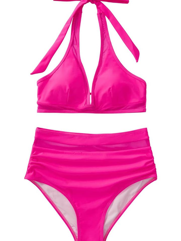 Wholesalesir - Wholesale Two-piece swimsuit – Women’s - Mesh Splicing High Waisted Bikini Two-piece Set5