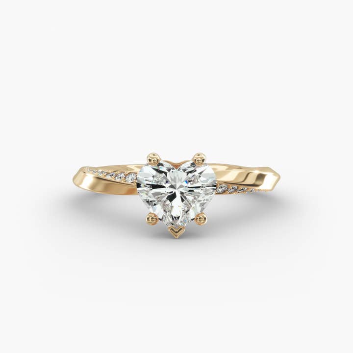 Twisted Sparkle Heart Lab Grown Diamond Center Engagement Ring for wholesale by Caratina