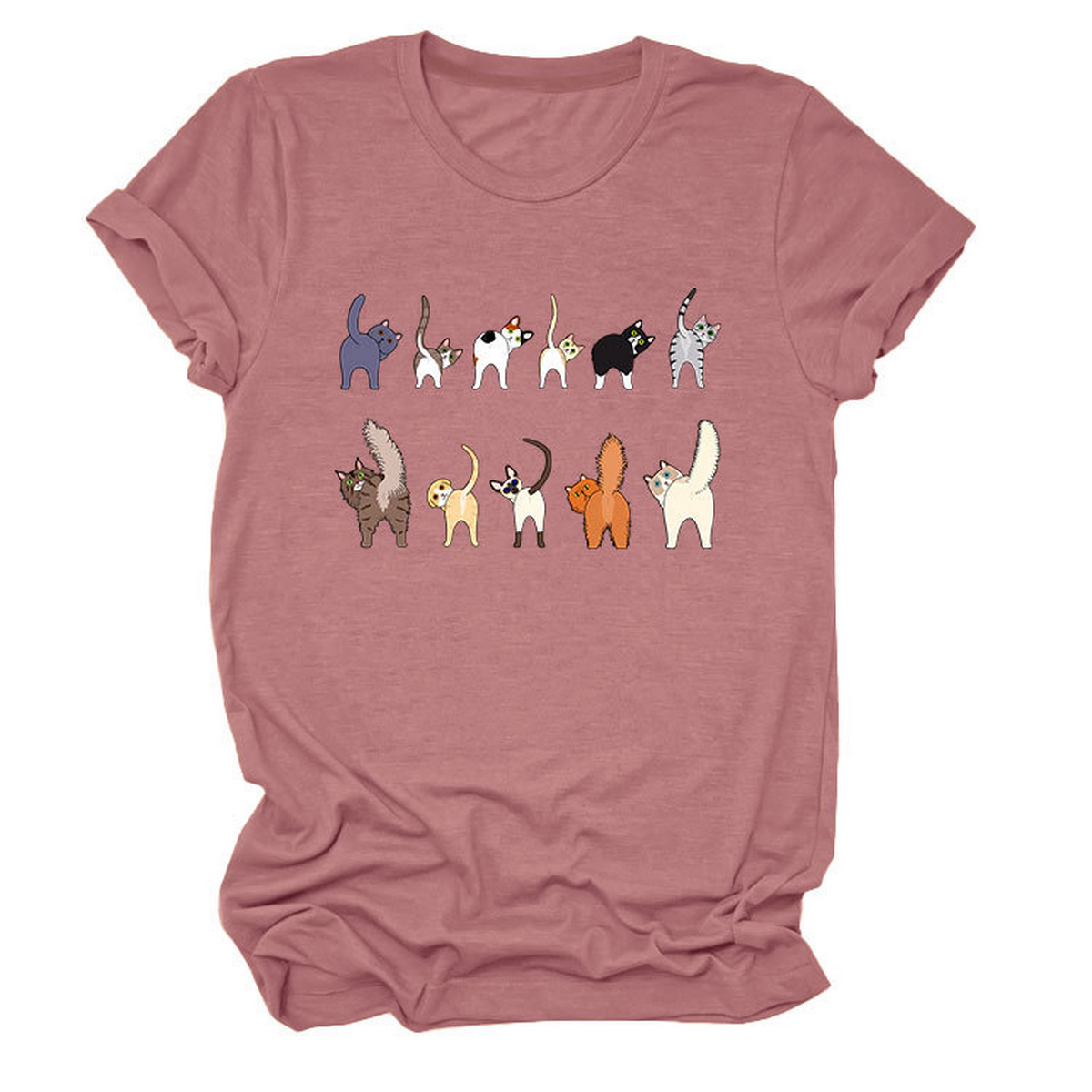 ACCITY - Wholesale T-Shirt (Graphic) - Unisex - Cute Cat Graphic Tee – 11 Cats Turn Around_CWTTS14959