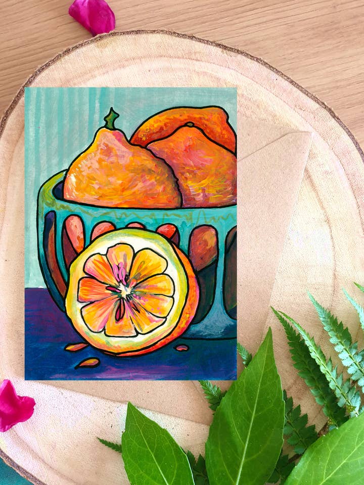 Lemon - A6 Greetings Card for wholesale by Plant Based Paintings