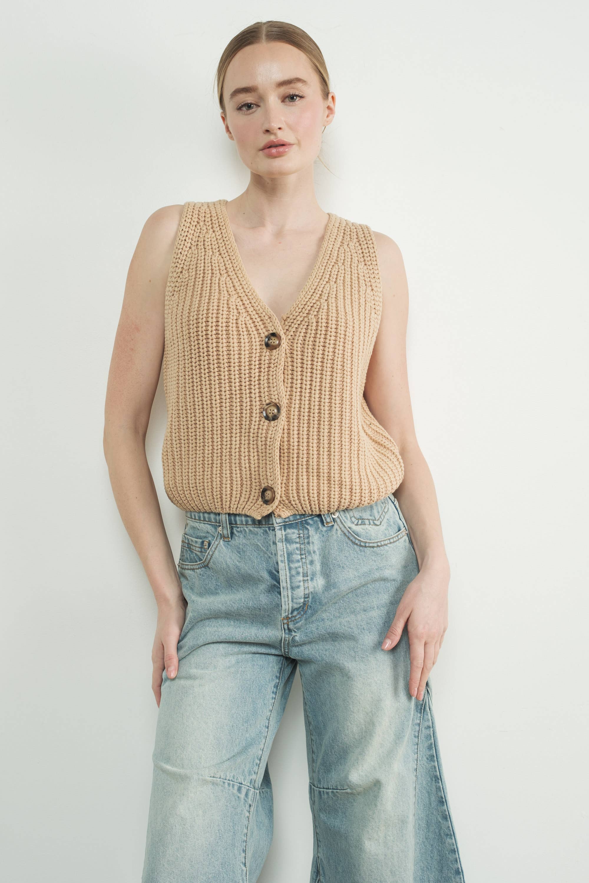 Aaron & Amber – Engroshandel Strikvest/slipover – Kvinder – MAS3218 VINTAGE VASKET SWEATER VEST3