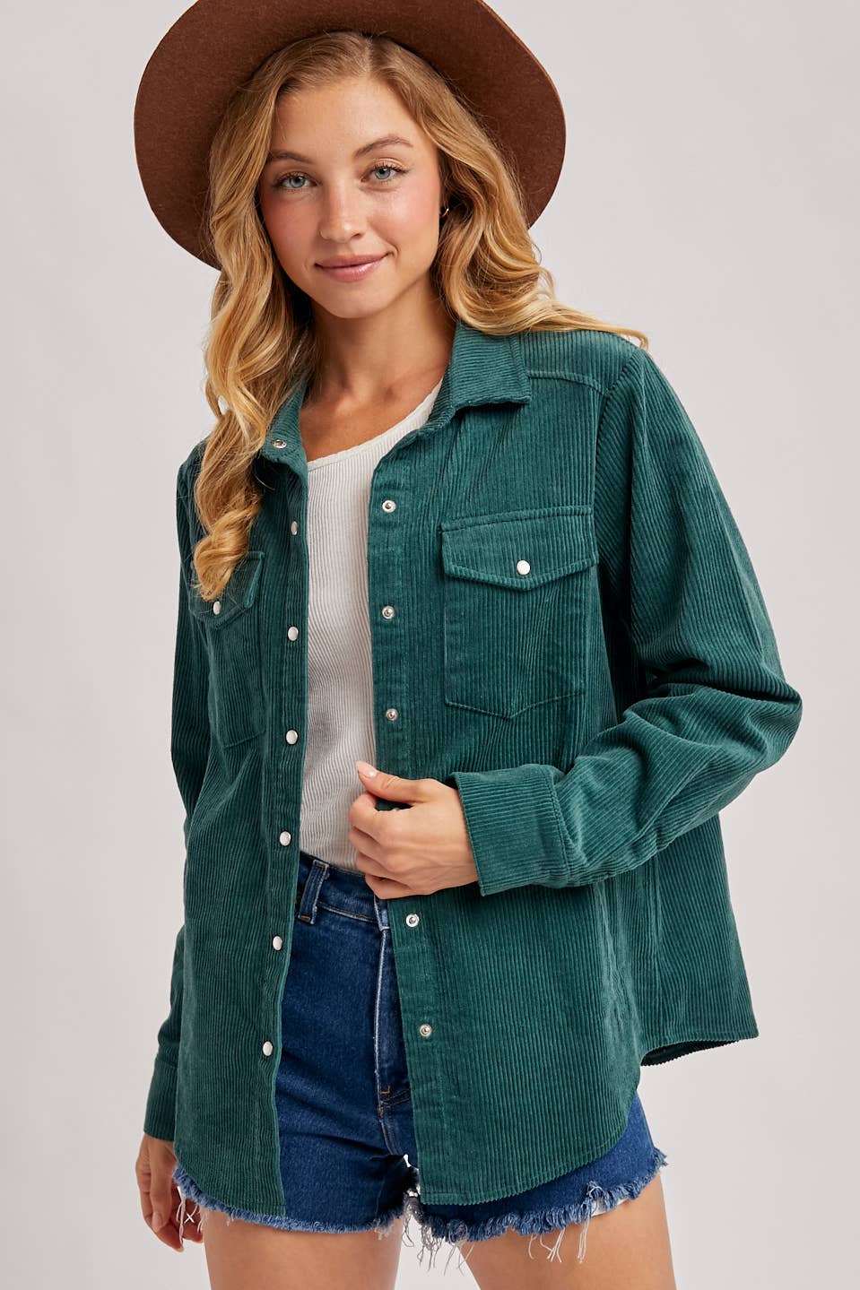 Bluivy – wholesale Shirt Jacket/Shacket - Women’s – CORDUROY BUTTON DOWN SHACKET WITH POCKETS32