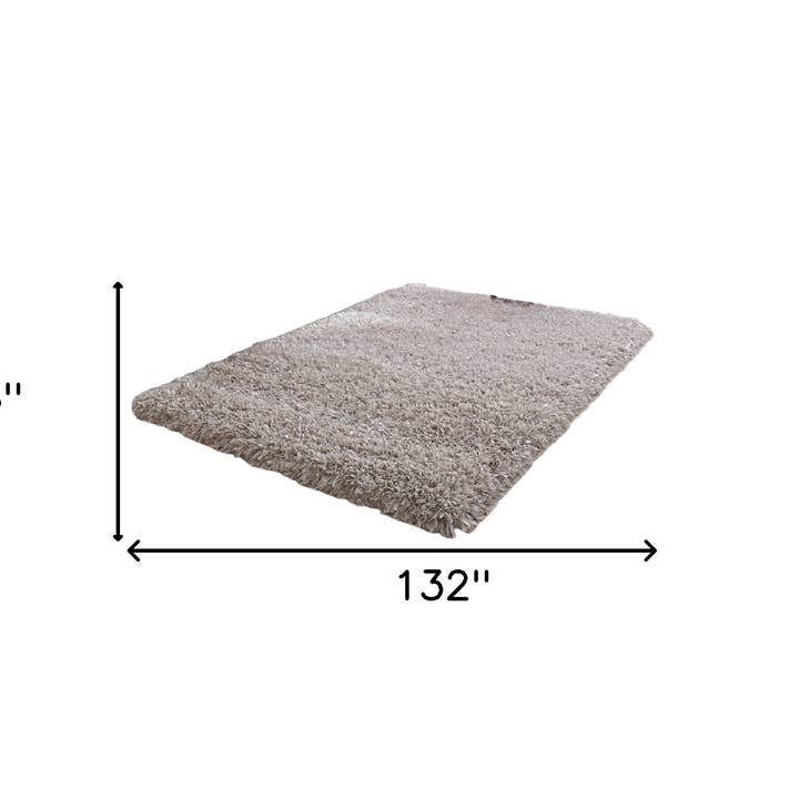 HomeRoots - Wholesale Area Rug - 8' x 11' Beige Shag Hand Tufted Area Rug3