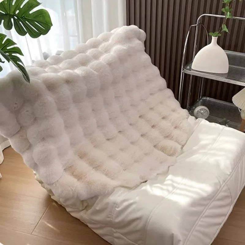 BRECK + FOX – Engroshandel Løst tæppe – Rundt tæppe med imiteret kaninpels5