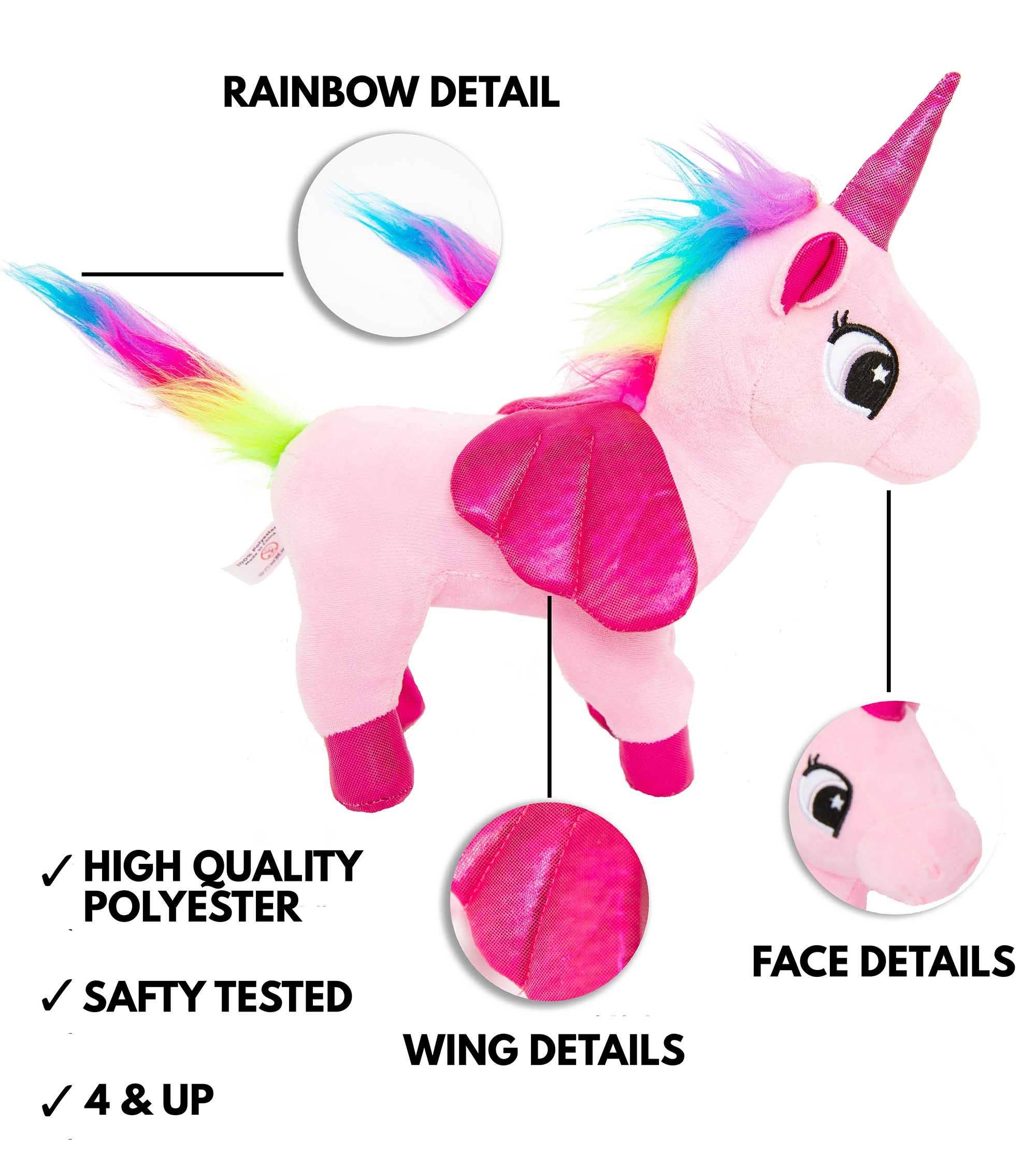 AYK Brand – Großhandel Kuschel-/Plüschtier – Kind & Baby – Little Jupiter Haustier-Plüsch-Set mit Tasche, rosa Einhorn5