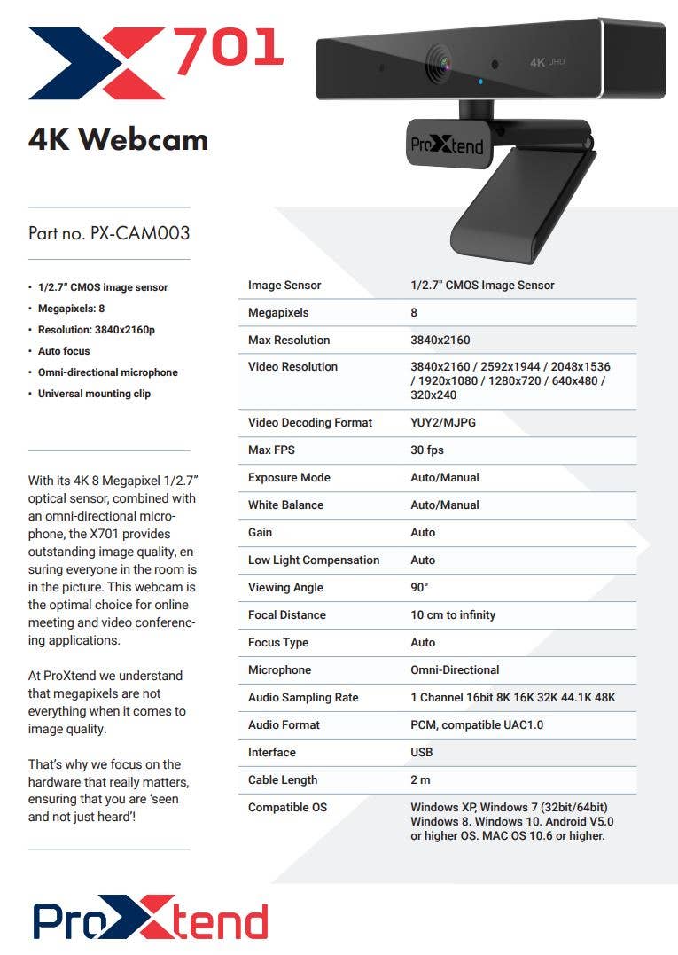ProXtend - Wholesale Small/Handheld Appliance - ProXtend WEBCAM X7014