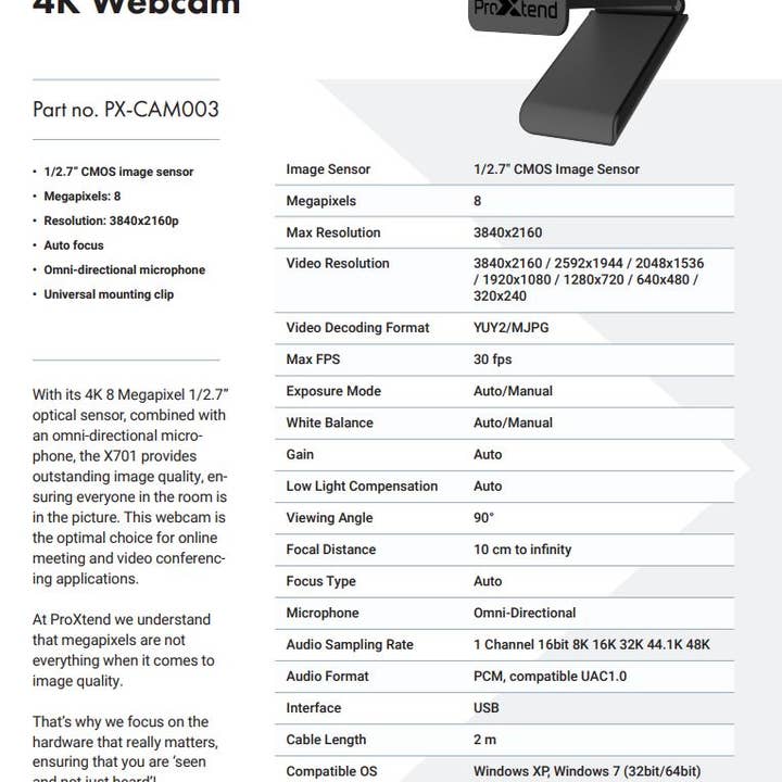 ProXtend - Wholesale Small/Handheld Appliance - ProXtend WEBCAM X7014