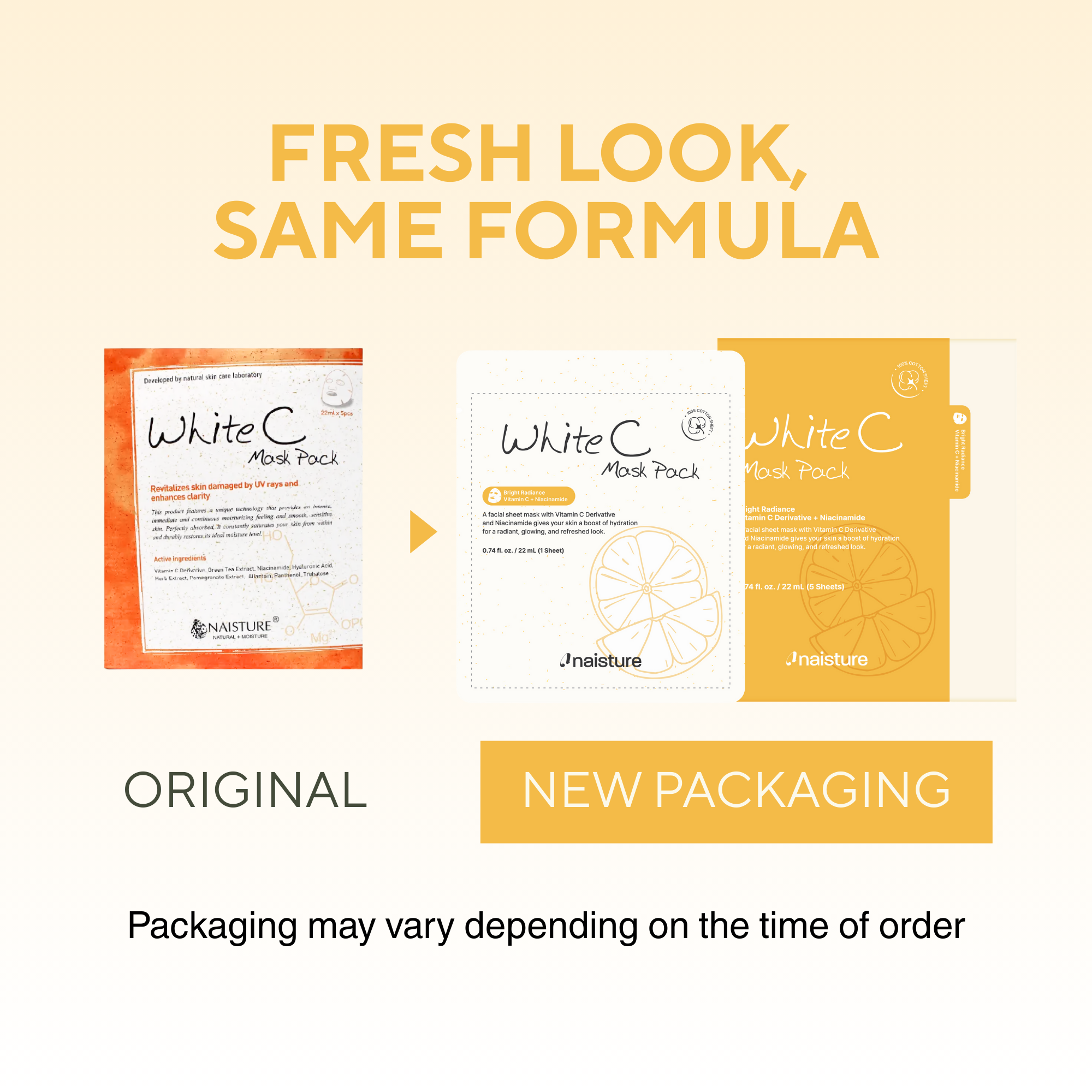 Naisture - Wholesale Skincare Face Mask - Premium Sheet Mask - White C (5pc Box)1