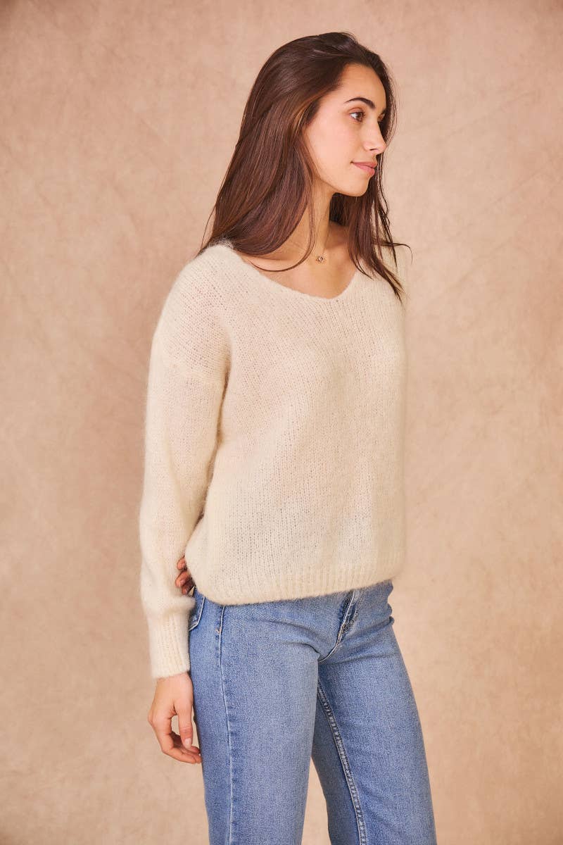 Calie Paris - Wholesale Knit Sweater - Women's - V-Neck Kid Mohair Sweater2