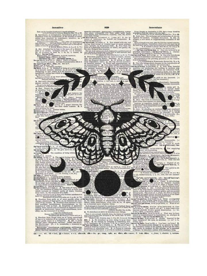 Butterfly, Magic, celestial, Vintage Dictionary Print for wholesale by Crazilyhumbledesigns