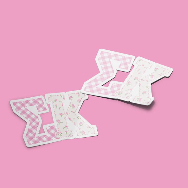 Aspen and Lark - Wholesale Sticker - Sigma Kappa - Large Pink Patchwork Sticker