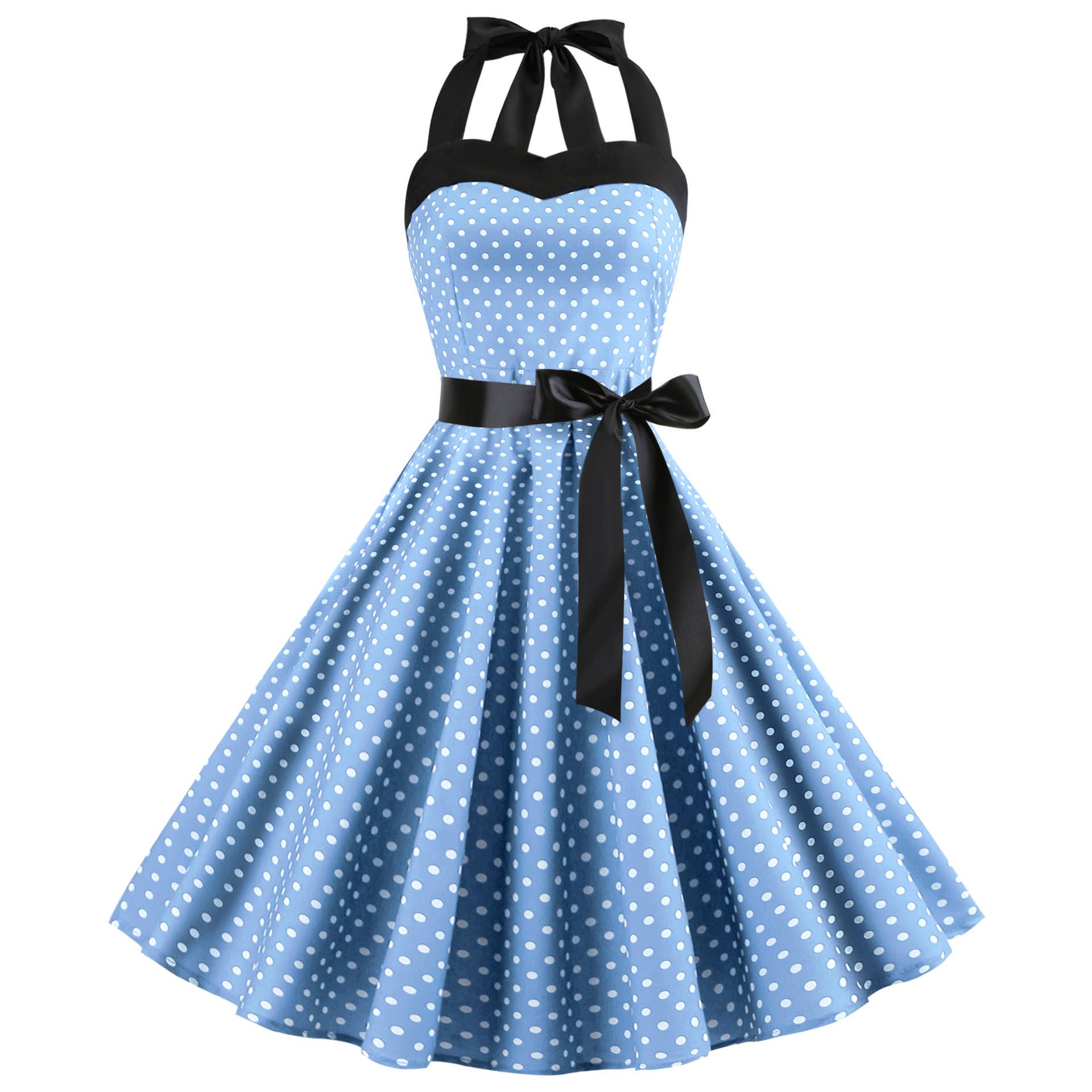 Rosa Clothing - Wholesale Dress - Women's - Vintage Polka Dot Halter Dress4