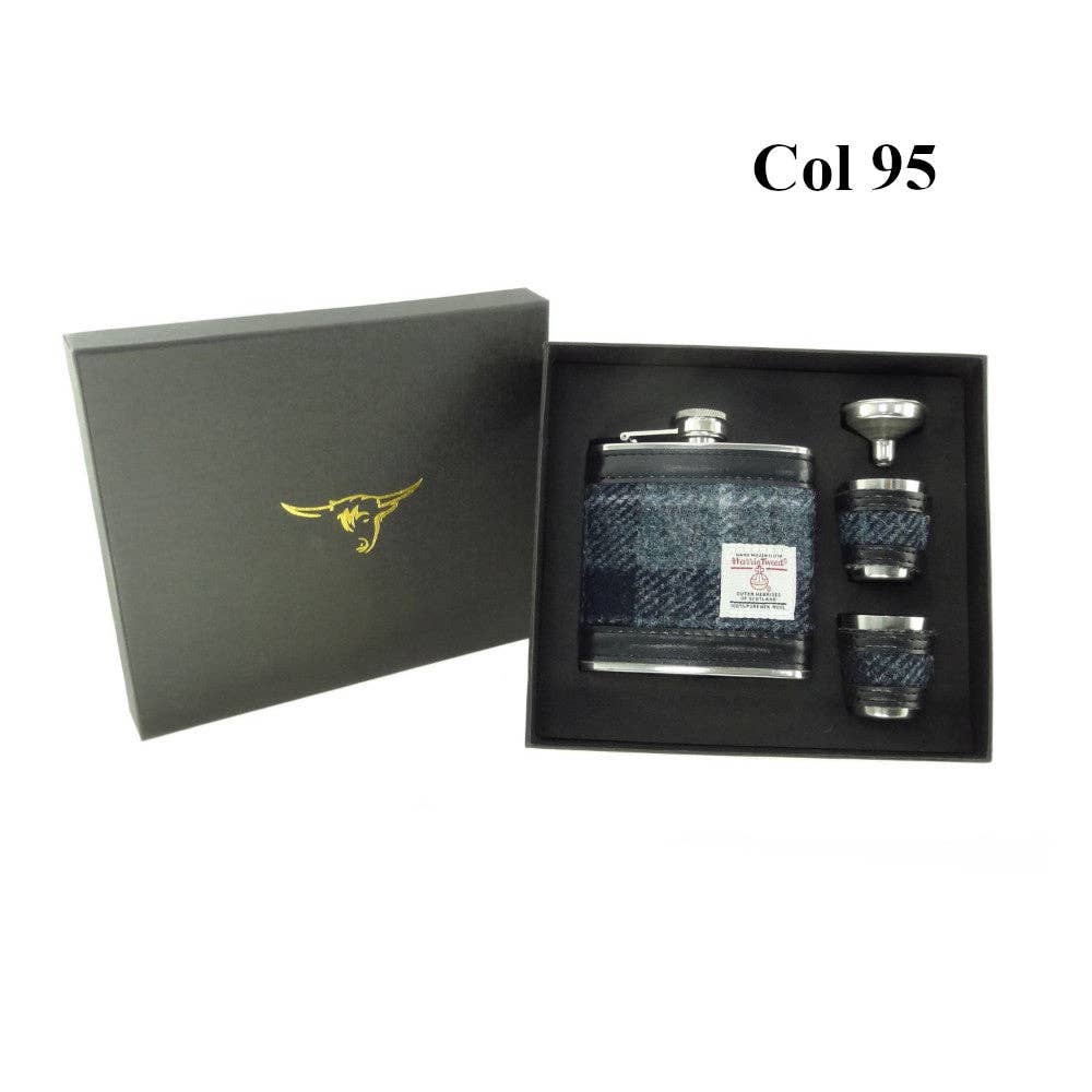 The Scotland Kilt Company - Wholesale Flask - 6oz Harris Tweed Hip Flask + Cups Gift Set1