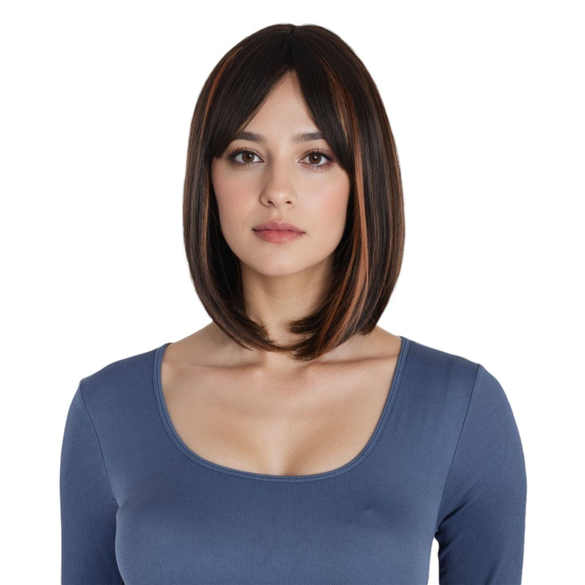 AK Brand - Wholesale Wig/Hair Piece - Straight Bob Wig with Bangs Heat-Resistant Style6