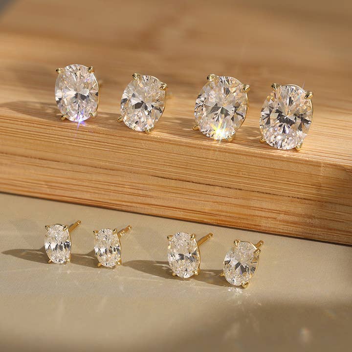 Boucles d'oreilles en zircon en forme d'œuf en argent sterling 925 8A pour la vente par Gioiellin - S925 Silver Jewelry