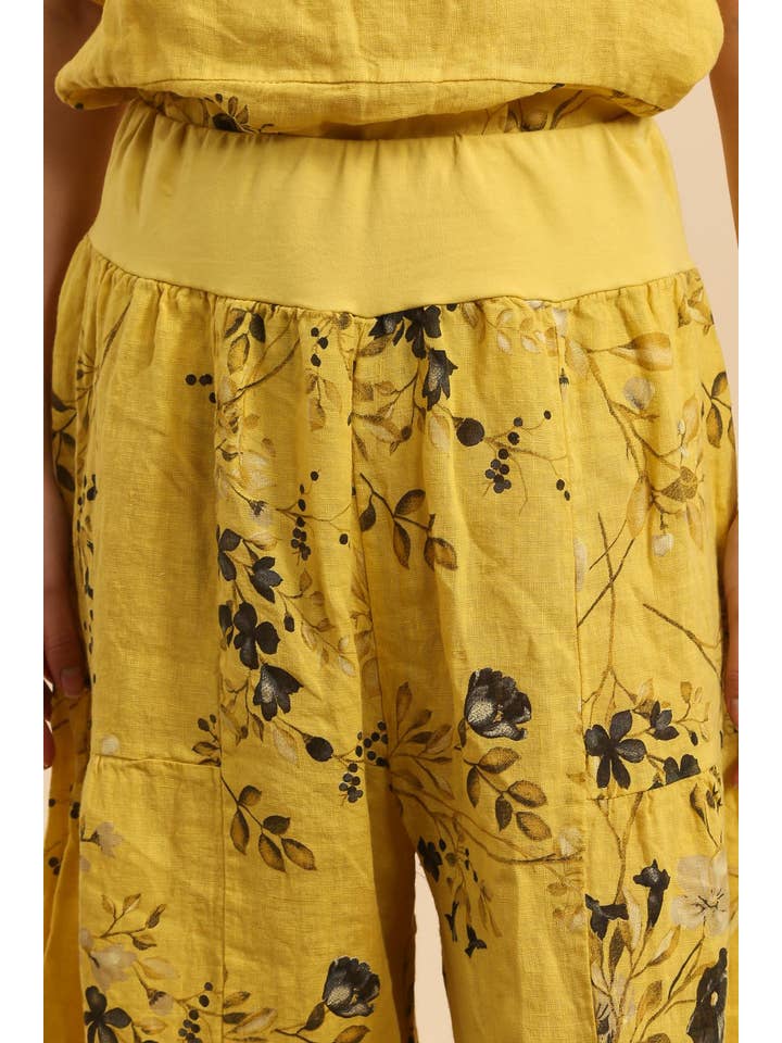 LÉA & LUC - Wholesale Pants - Women's - Floral print trousers in 100% Linen REF. 30526