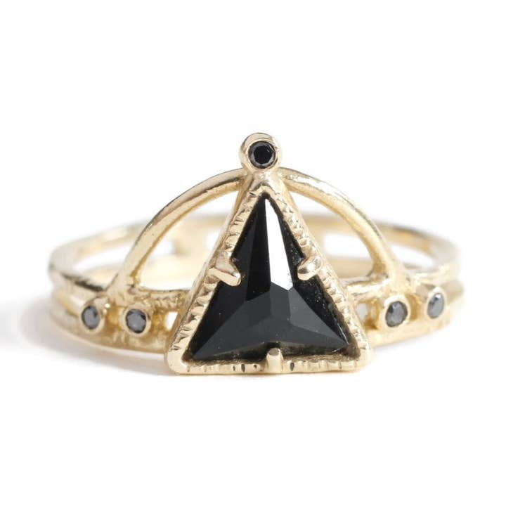 Anillo Triángulo Estrella Polar al por Mayor -Noir -R160YGBK, R160PGBK, R160WGBK para venta al por mayor de Linn.