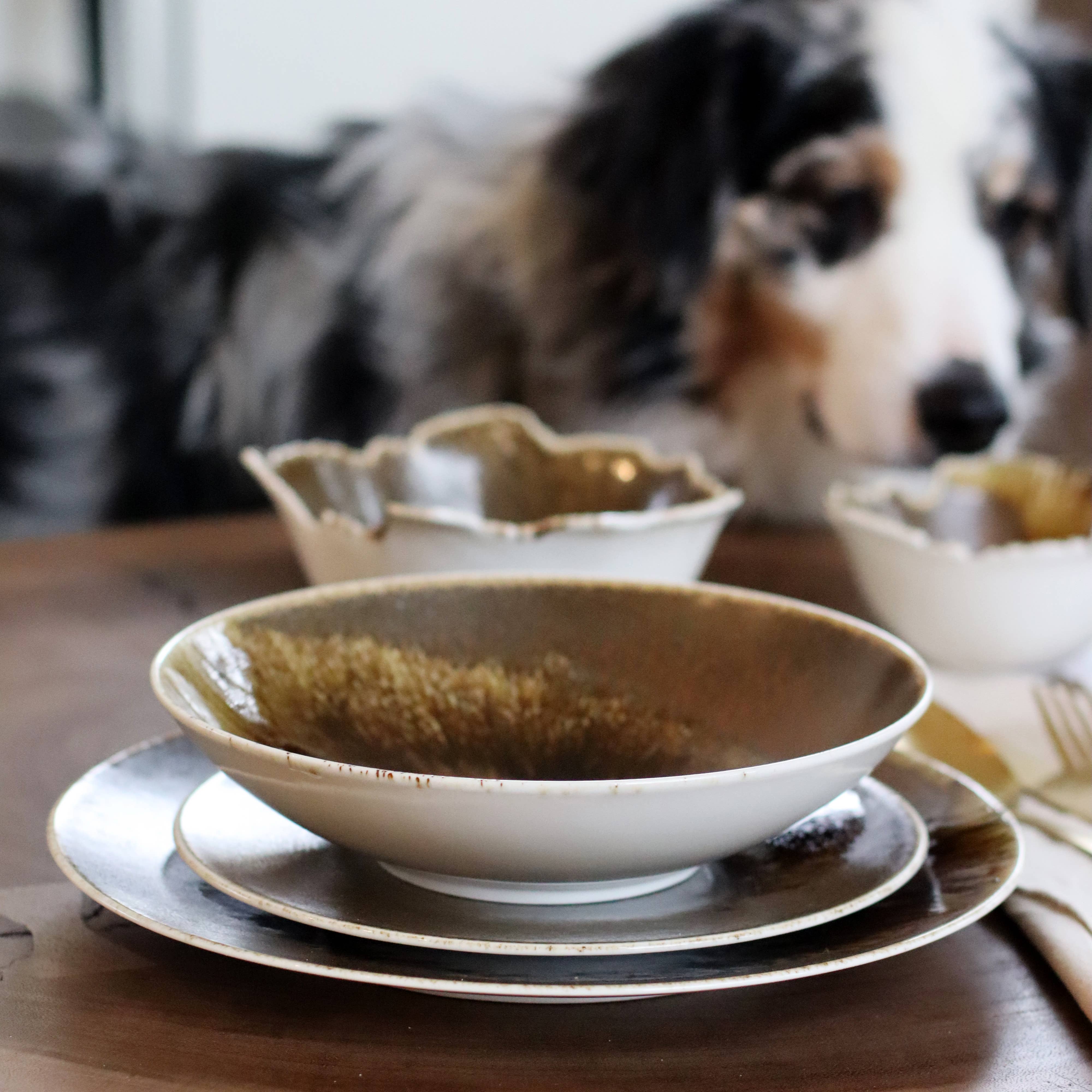 Ogo living - Wholesale Dinner Plate - Saturn deep plate 21cm in brown porcelain4