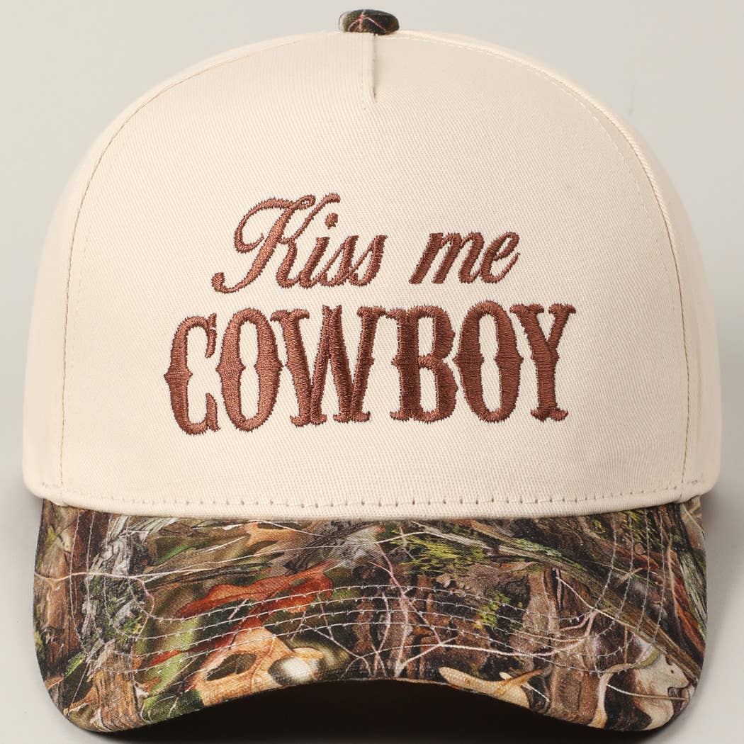 Fashion City - Wholesale Baseball Cap - Unisex - Kiss Me Cowboy Embroidery Two-Tone Cap25