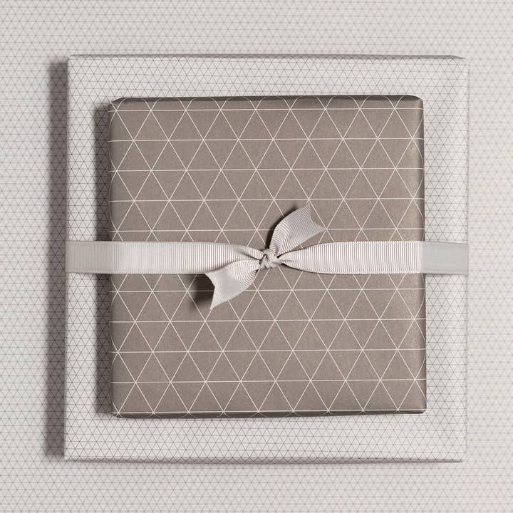 Triangles Wrapping Paper - Brown - Double Sided for wholesale by My Pretty Circus