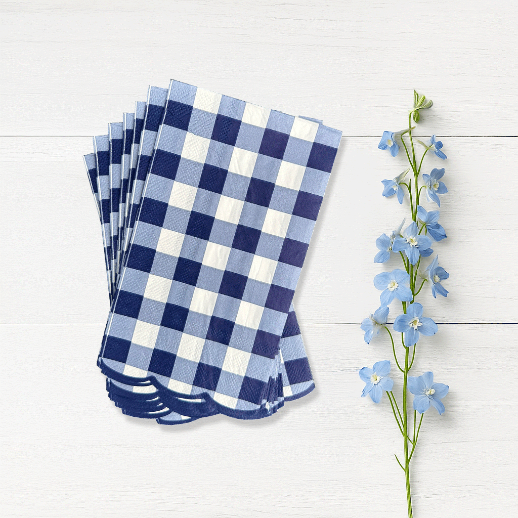 Coterie Party Supplies - Wholesale Disposable Napkin - Navy Gingham Guest Towels (20 per pack)1