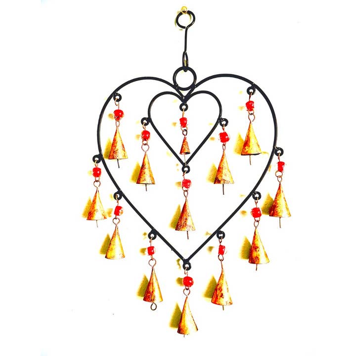 Heart Chime sacred space home decor hanging brass bells por atacado de OMSutra