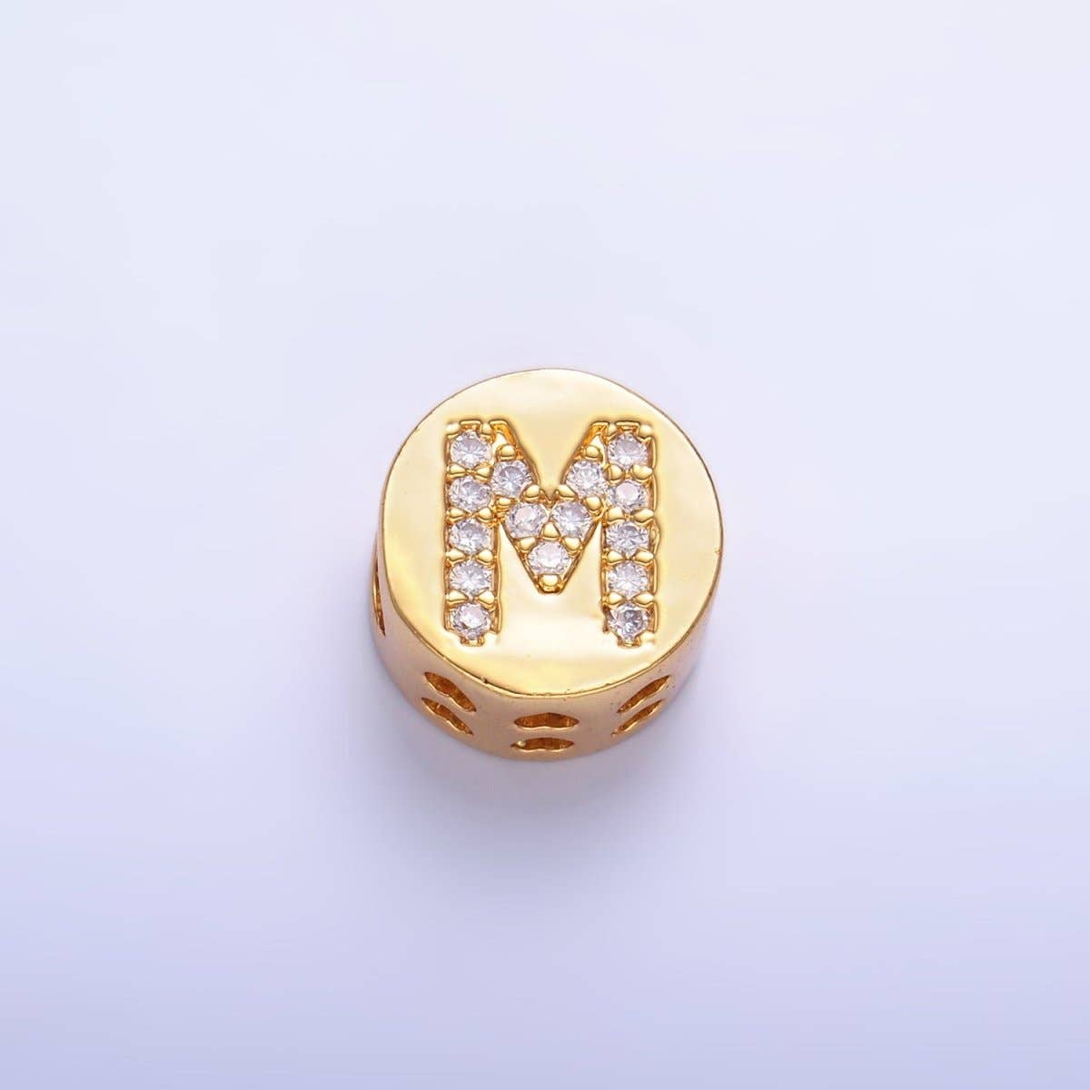 Aim Eternal - Wholesale Beads - 24K Gold Filled Alphabet Letter Micro Paved CZ Round Bead | A1526 - A153812