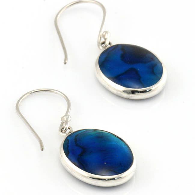 Silver Circle Pendant with Blue Abalone for wholesale by El Expreso de Oriente