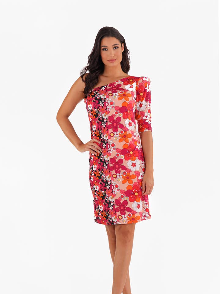 ROBE À MANCHES BOUFFANTES À UNE ÉPAULE pour la vente par VKY&CO