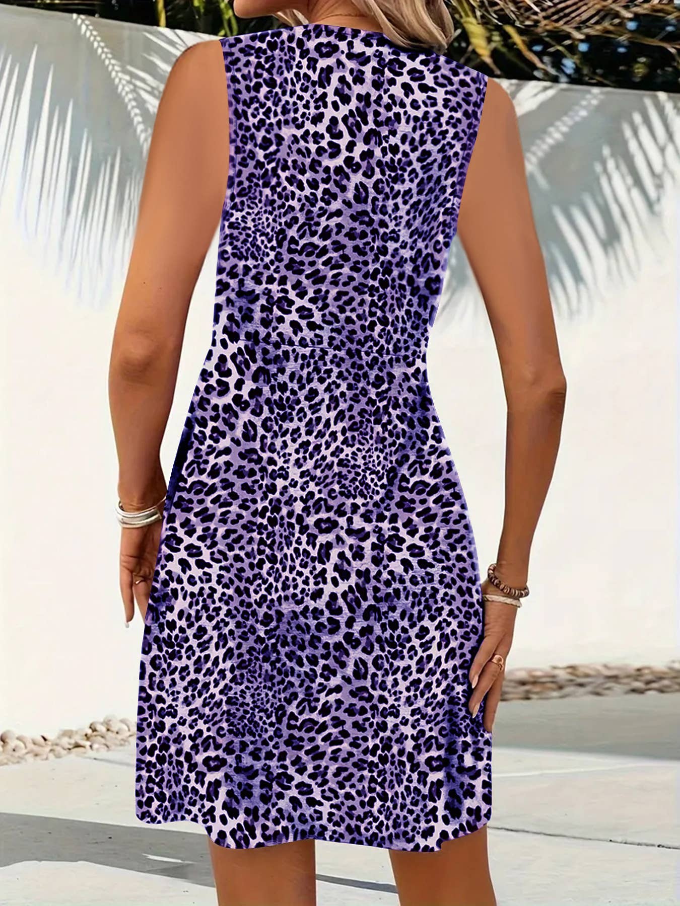 UNISHE - Wholesale Dress - Women's - Summer Twist Knot Leopard Print Dress ZK28168