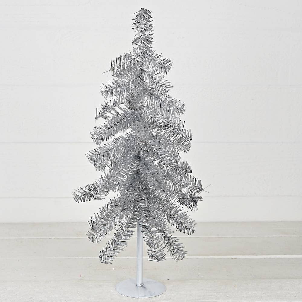 Impressive Enterprises, Inc. - Wholesale Christmas Decoration - M32761-Glittered Tinsel Tree-SILVER (21inH)0
