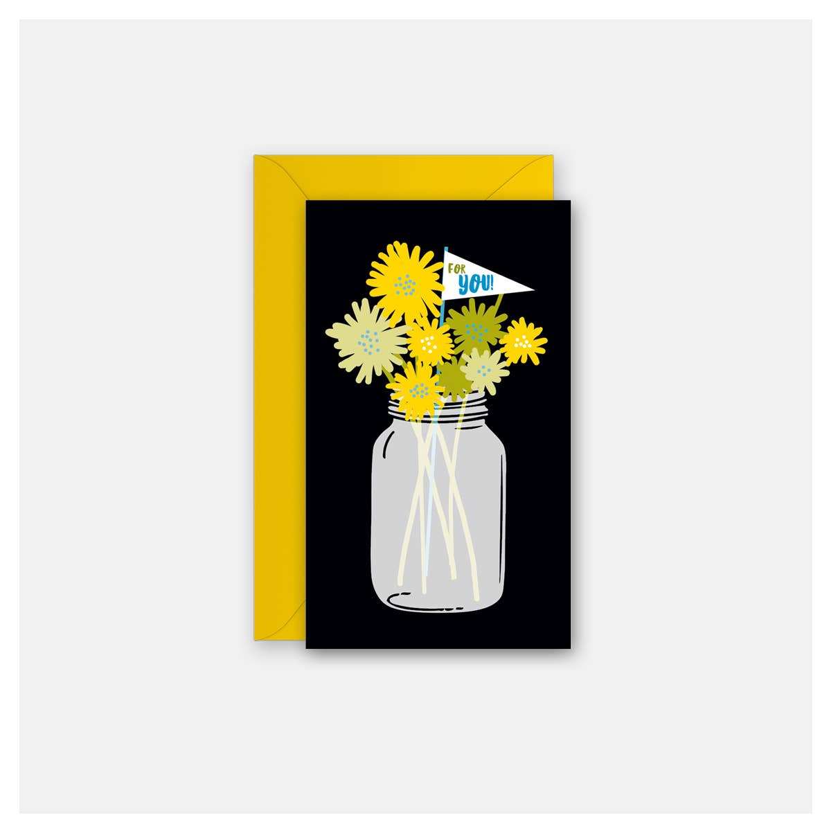 Rock Scissor Paper - Wholesale Everyday greeting card - Mason Jar Bouquet - Gift Enclosure Card