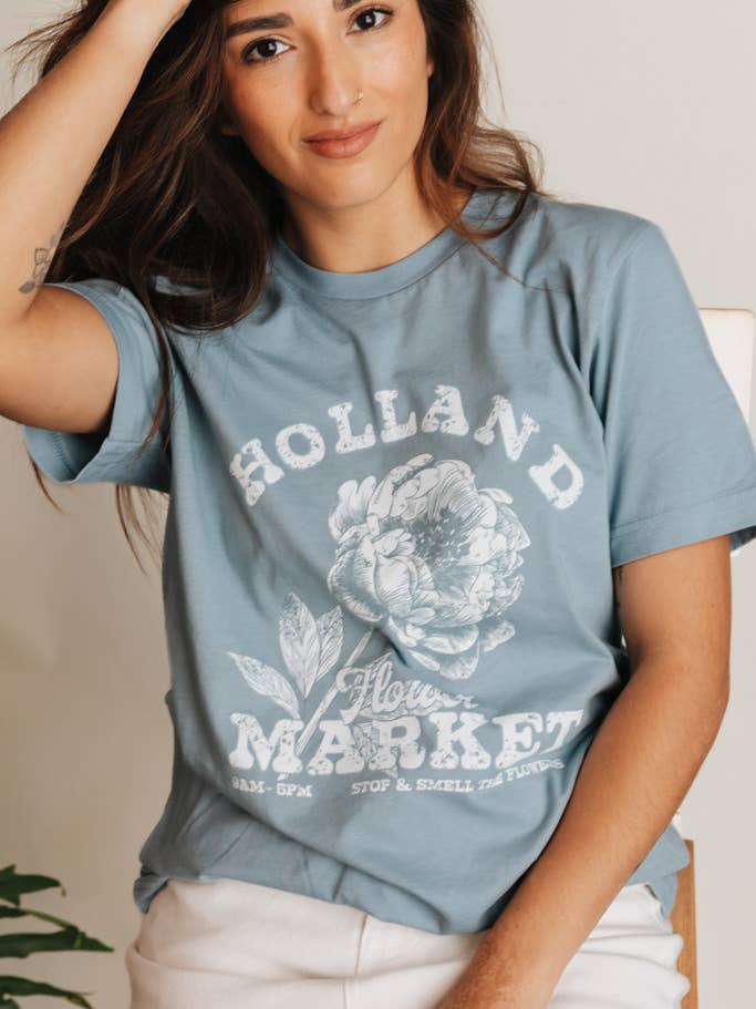 Holland Flower Market Tee for wholesale by Crowned Free