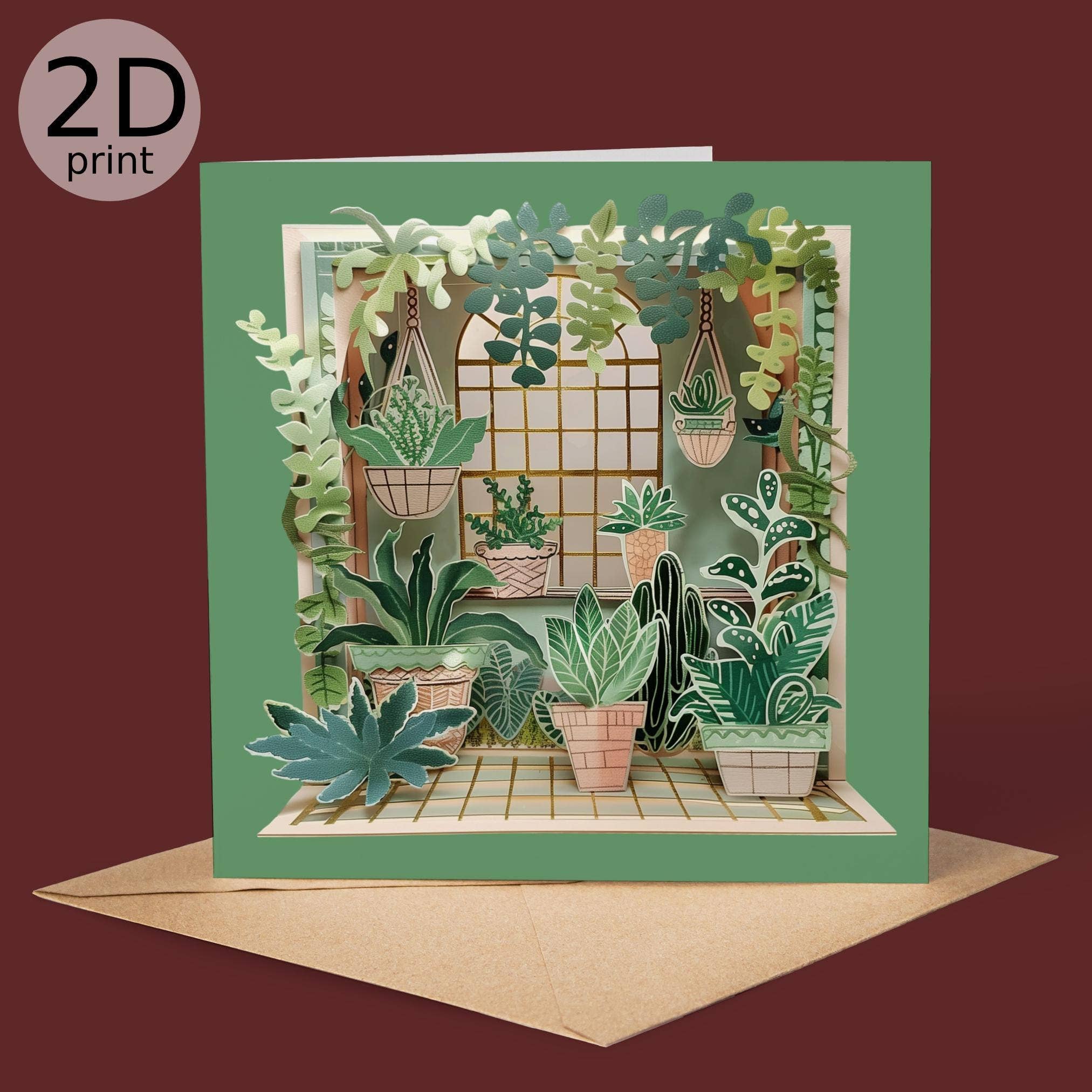 Good Post Day – wholesale Everyday greeting card – House Plants Greenhouse 2D Printed Shadow Box Card1