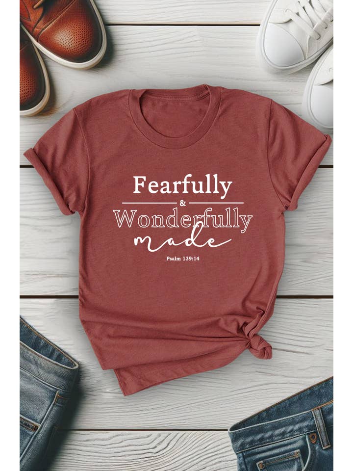 Top Avenue - Wholesale T-Shirt (Graphic) - Unisex - Fearfully and Wonderfully Unisex Round Neck Tee3