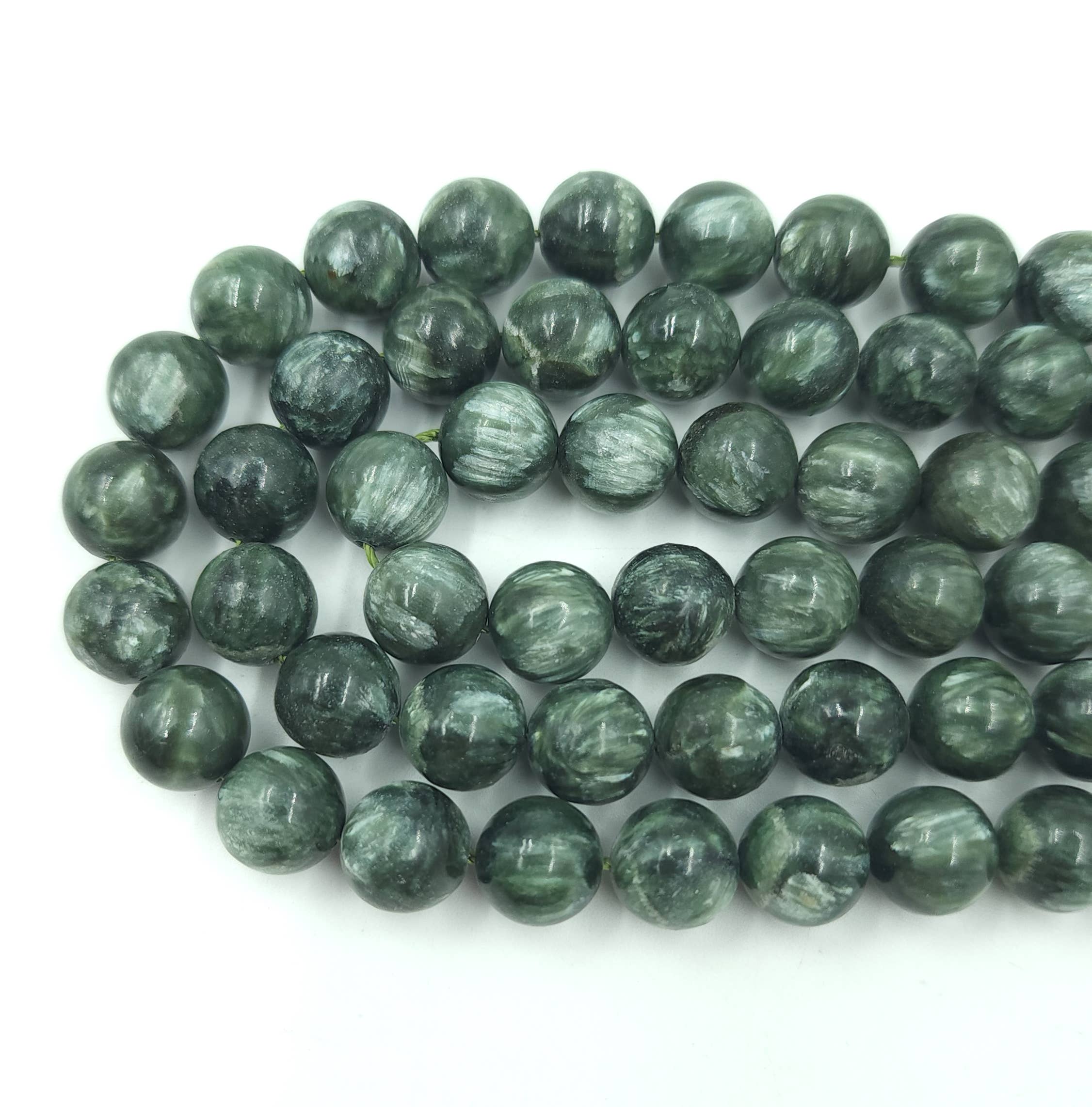 Beads Creation - Vendita all'ingrosso Perline - Perle di pietra preziosa rotonde lisce in serafinite naturale AAA PRP7581