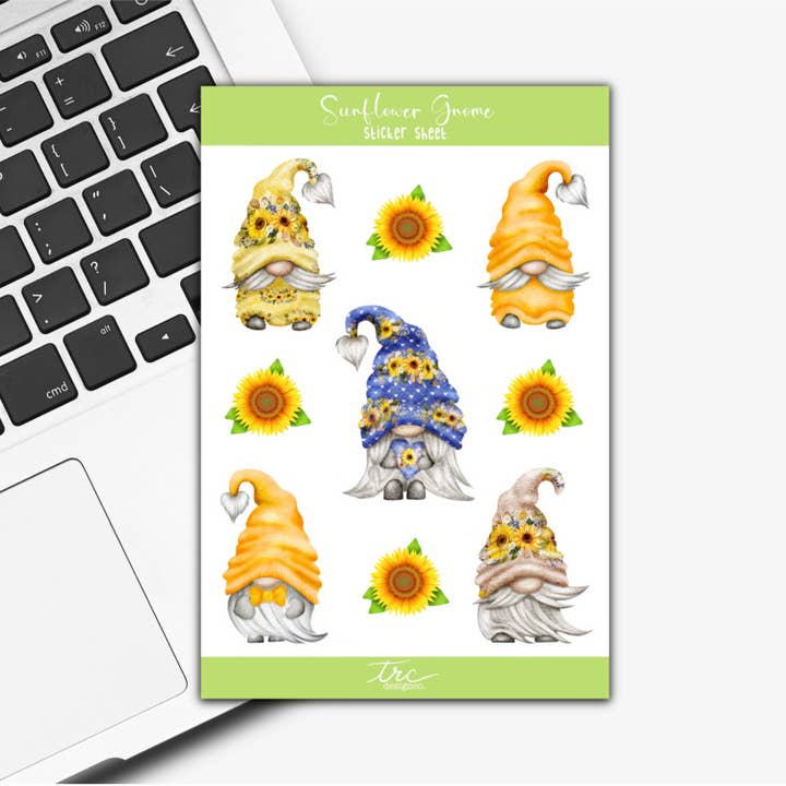 Gnome Sticker Sheet for wholesale by TRCdesignco