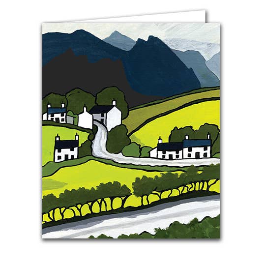 Blank Greeting Card - ''Mountain Village" for wholesale by Silver Birch Cards