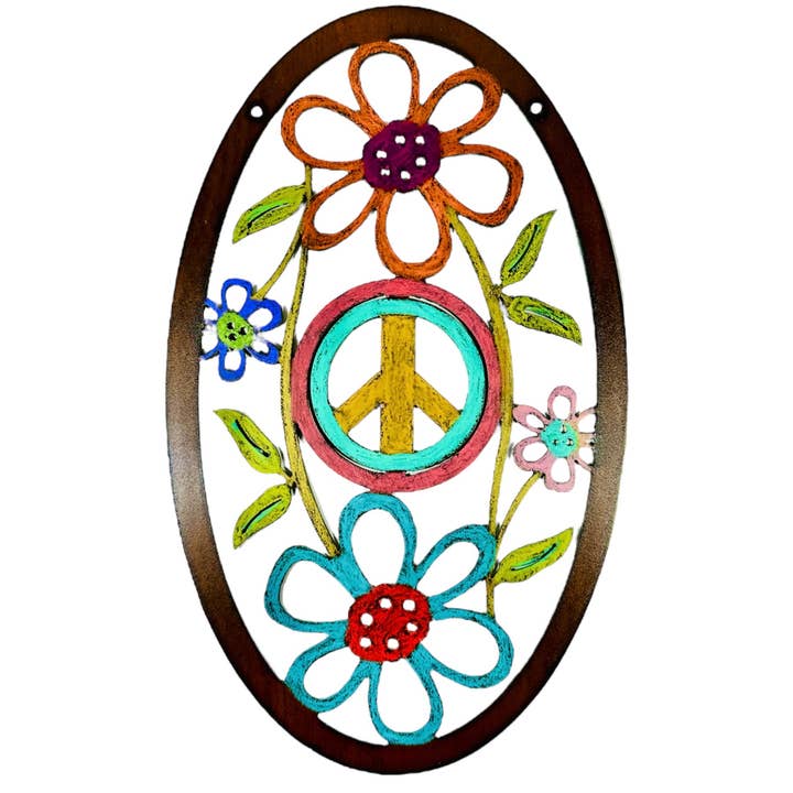 Peace Sign Muurbord Bloementuin hippiegeschenken unieke eco voor wholesale door Whimsies