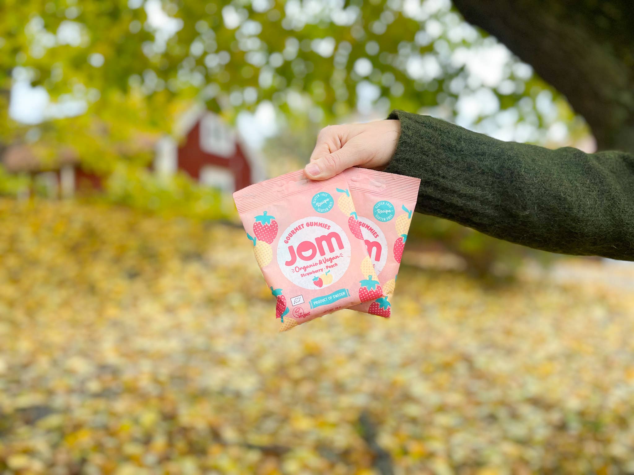 JOM - Vente Bonbons gélifiés - Bonbons gélifiés suédois à la fraise et à la pêche biologiques4