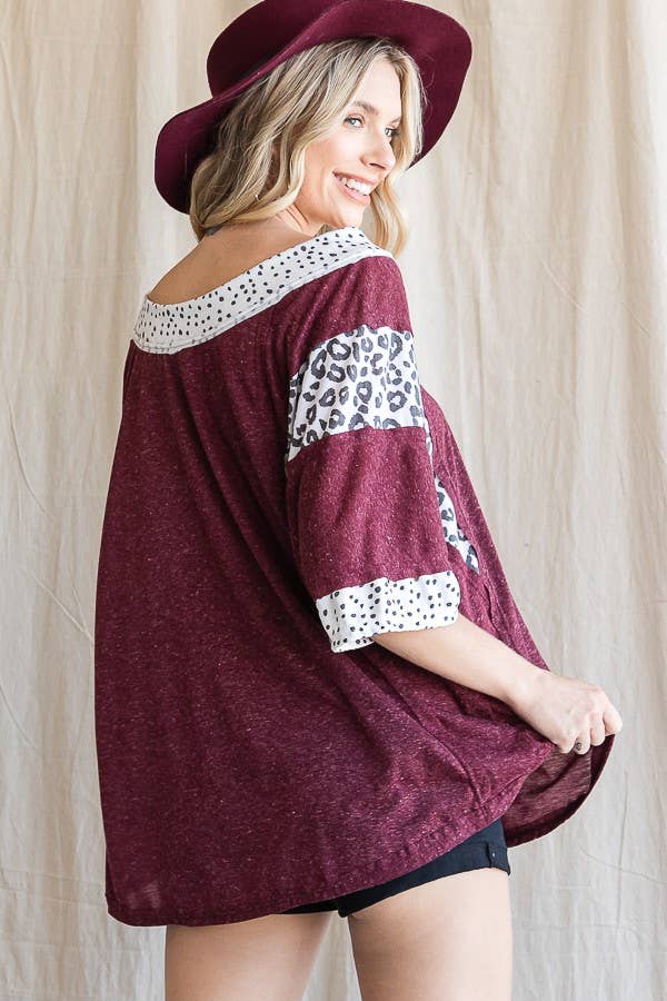 JADE BY JANE - Wholesale Tunic - Women's - ANIMAL PRINT TRIM BOAT NECK TUNIC14