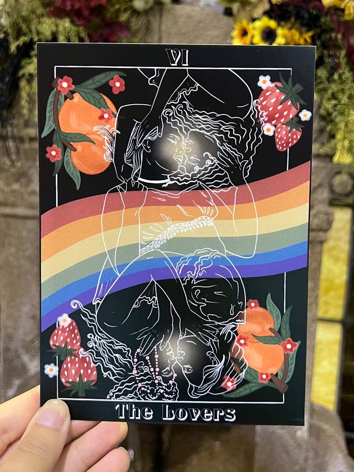 Sapphic Queer Tarot-Minidruck und Kartenlesung „The Lovers“ für den Großhandel von Autumn Eve's Art