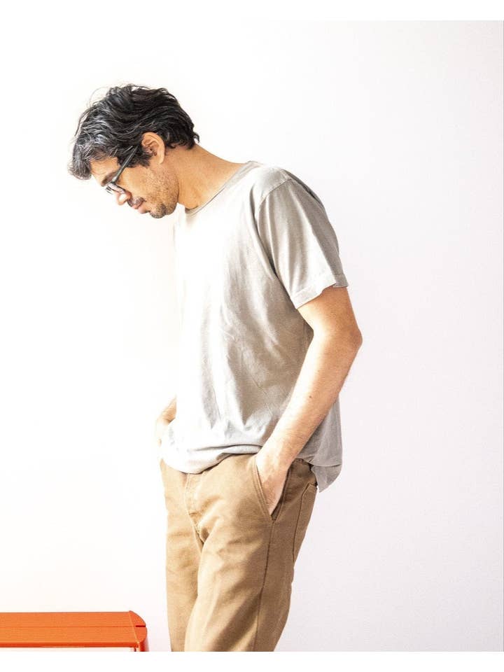 Grown and Sewn - Vente T-shirt – homme - T-shirt à manches courtes en filé à l'anneau léger - Cendre