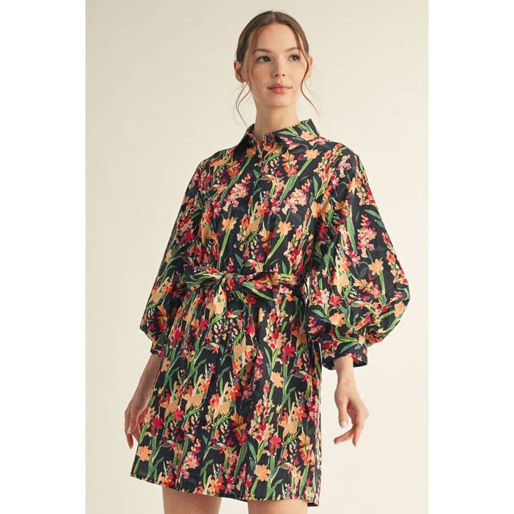 BLACK Floral Dress for wholesale on Faire